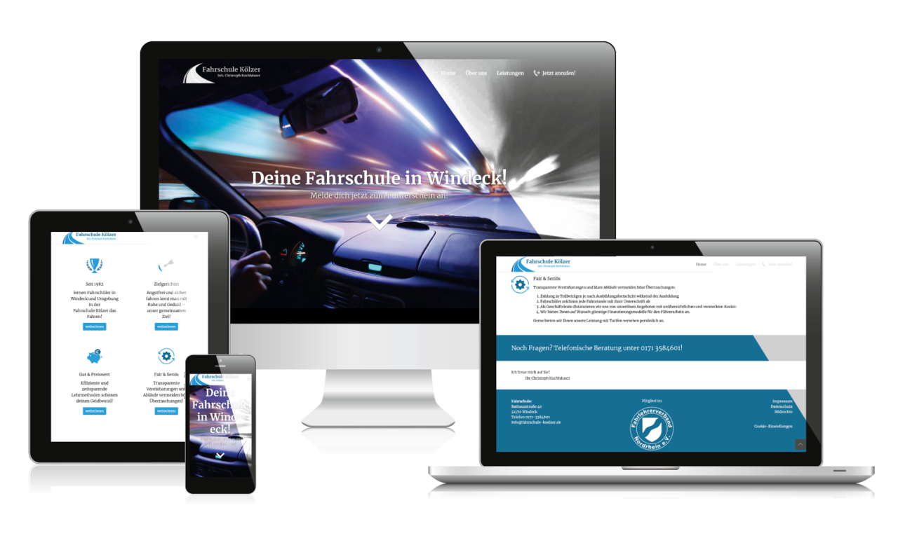 Fahrschule Kölzer Homepage im Responsive Design